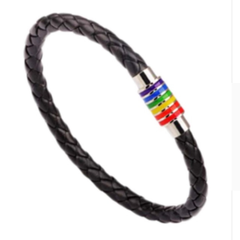 Braided Leather Rainbow Pride Bracelet